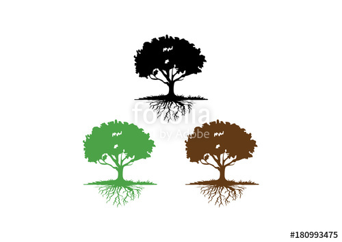 Roots clipart oak tree. With root silhouette clip