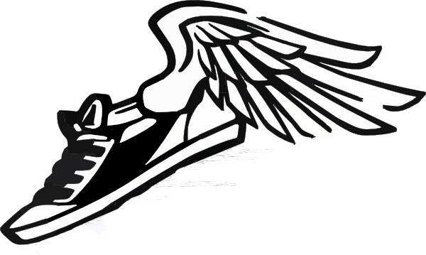 Track clipart outline. Running shoe with wings