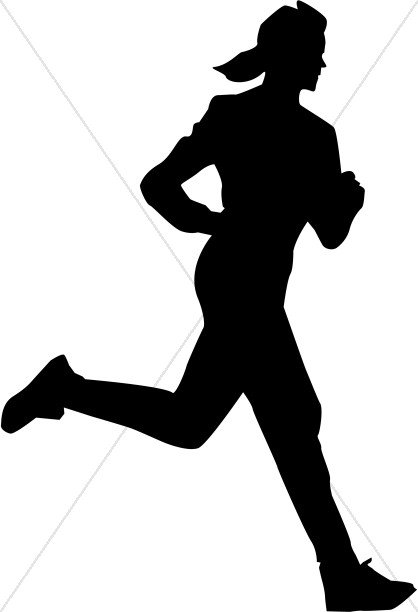 Runner clipart trial run. Woman in silhouette running