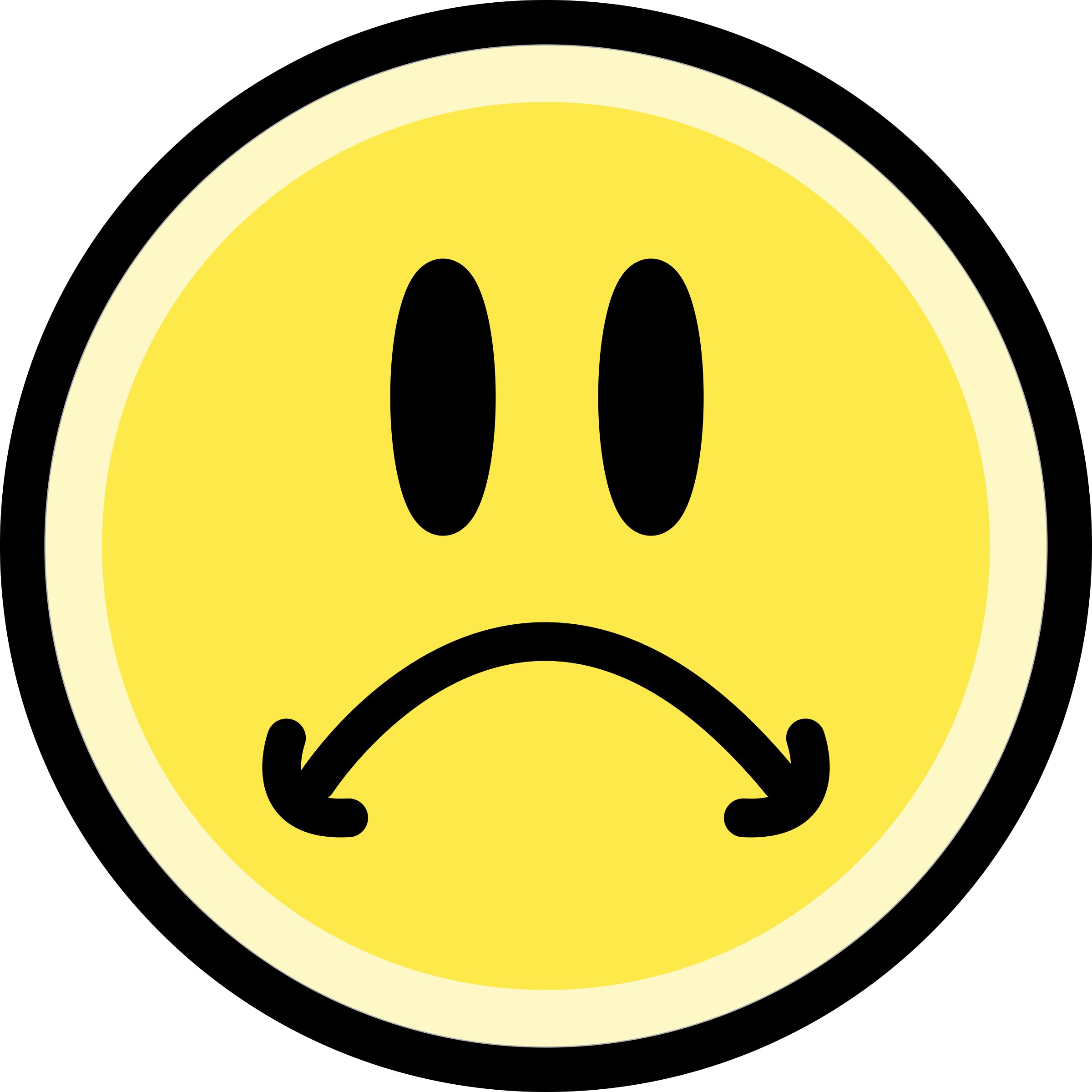 Sad face emoticon yellow. Worry clipart negative emotion