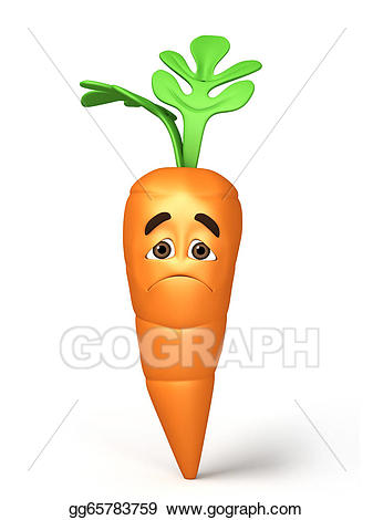 Stock illustration d cartoon. Sad clipart carrot