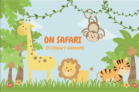 On illustrations creative market. Safari clipart