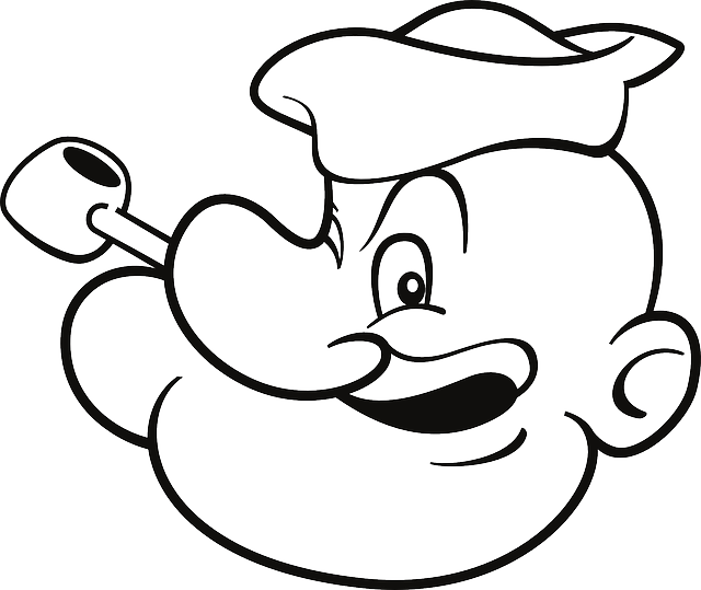 Popeye the man drawing. Sailor clipart face