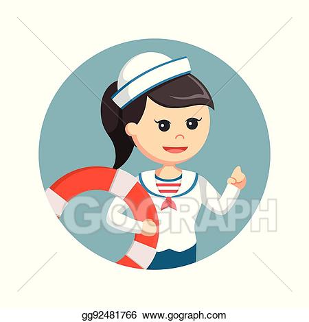 Sailor clipart female sailor. Vector stock with lifebuoy