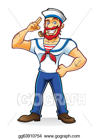 Eps illustration beard vector. Sailor clipart salute