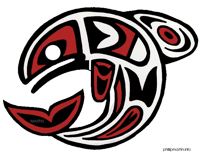Pacific northwest native american. Salmon clipart aboriginal symbol