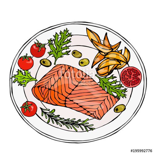 Salmon clipart fish dish. Filet on a plate