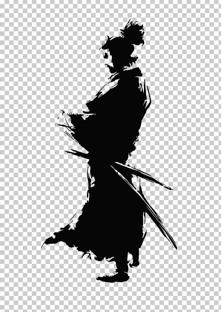 samurai clipart black and white