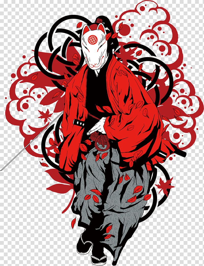 Samurai clipart design. Person wearing mask illustration