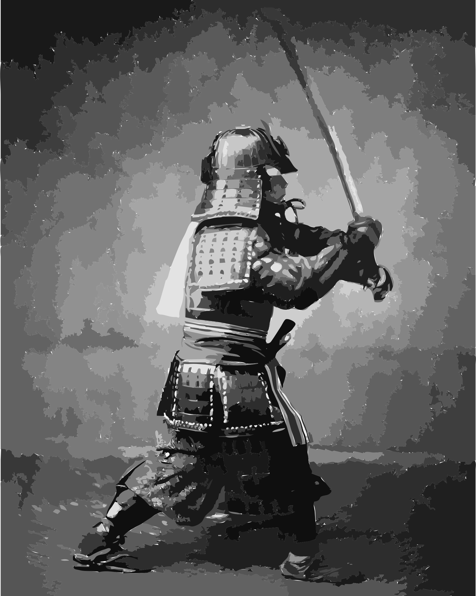 samurai clipart outline