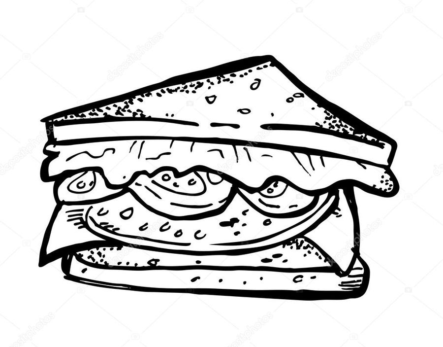 sandwich clipart line drawing