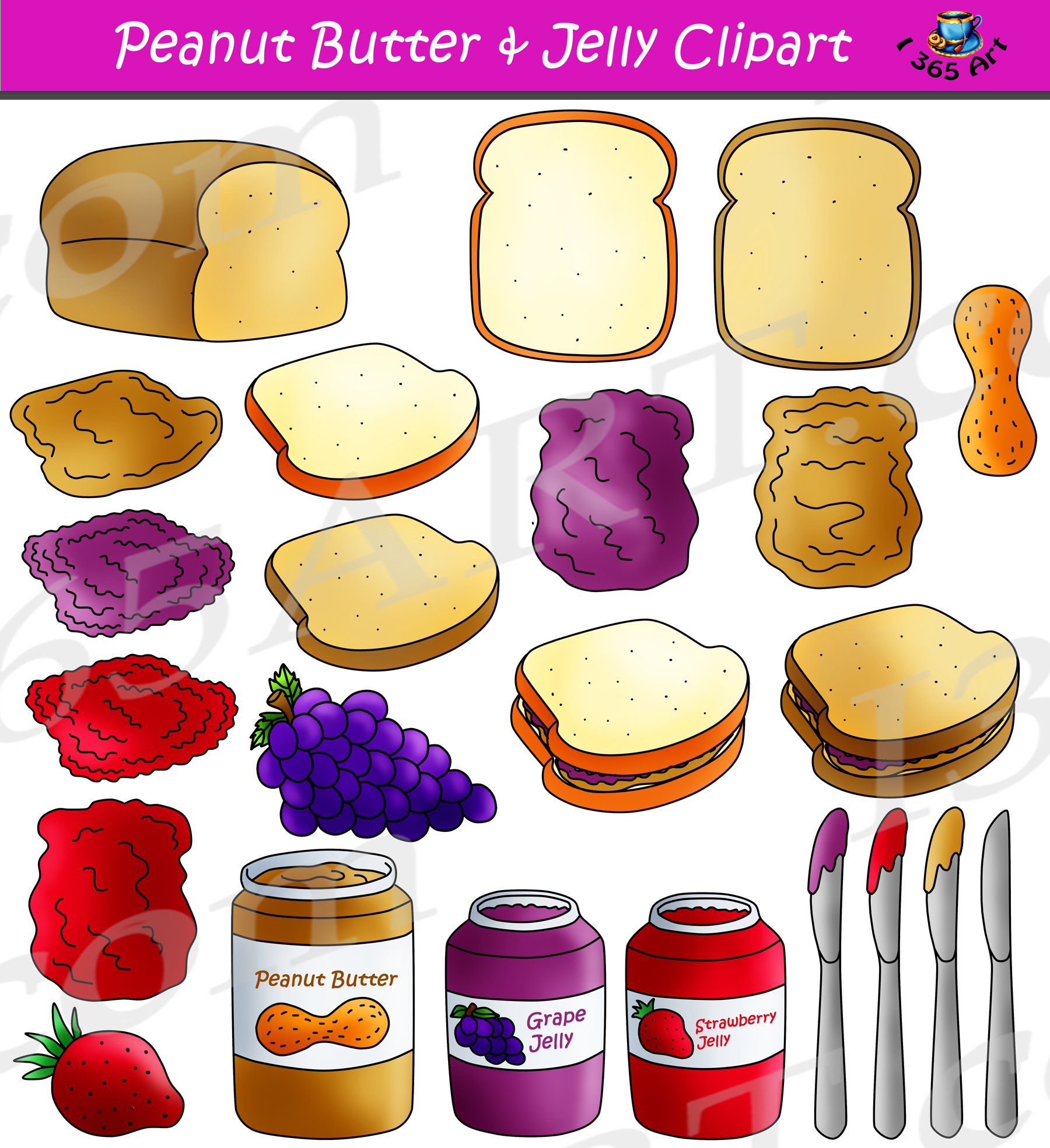 Sandwich clipart peanut butter jelly. Maker graphics commercial download