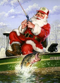 santa clipart fishing