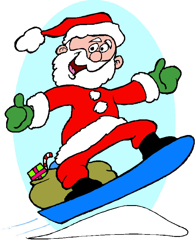 snowboarding clipart santa