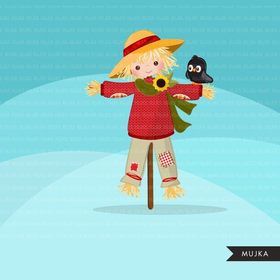Fall harvest fields character. Scarecrow clipart baby