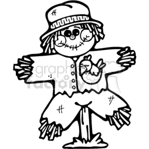 Royalty free . Scarecrow clipart black and white
