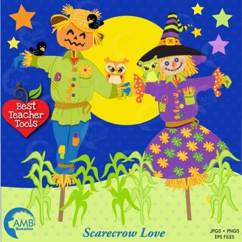 Scarecrow clipart couple. Autumn harvest fall amb