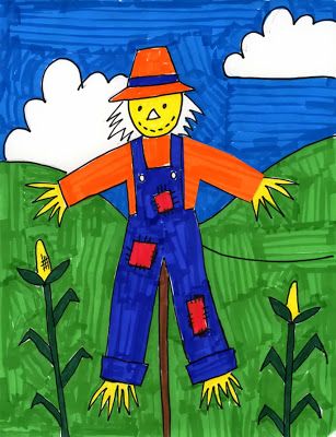 scarecrow clipart field drawing
