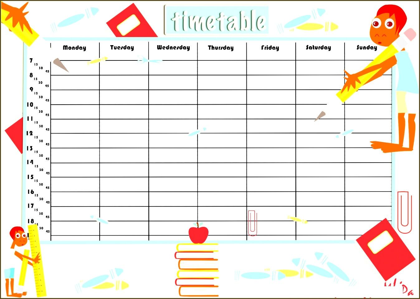 schedule clipart class time table