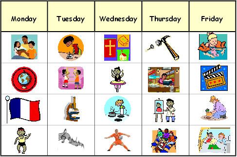 schedule clipart weekly schedule