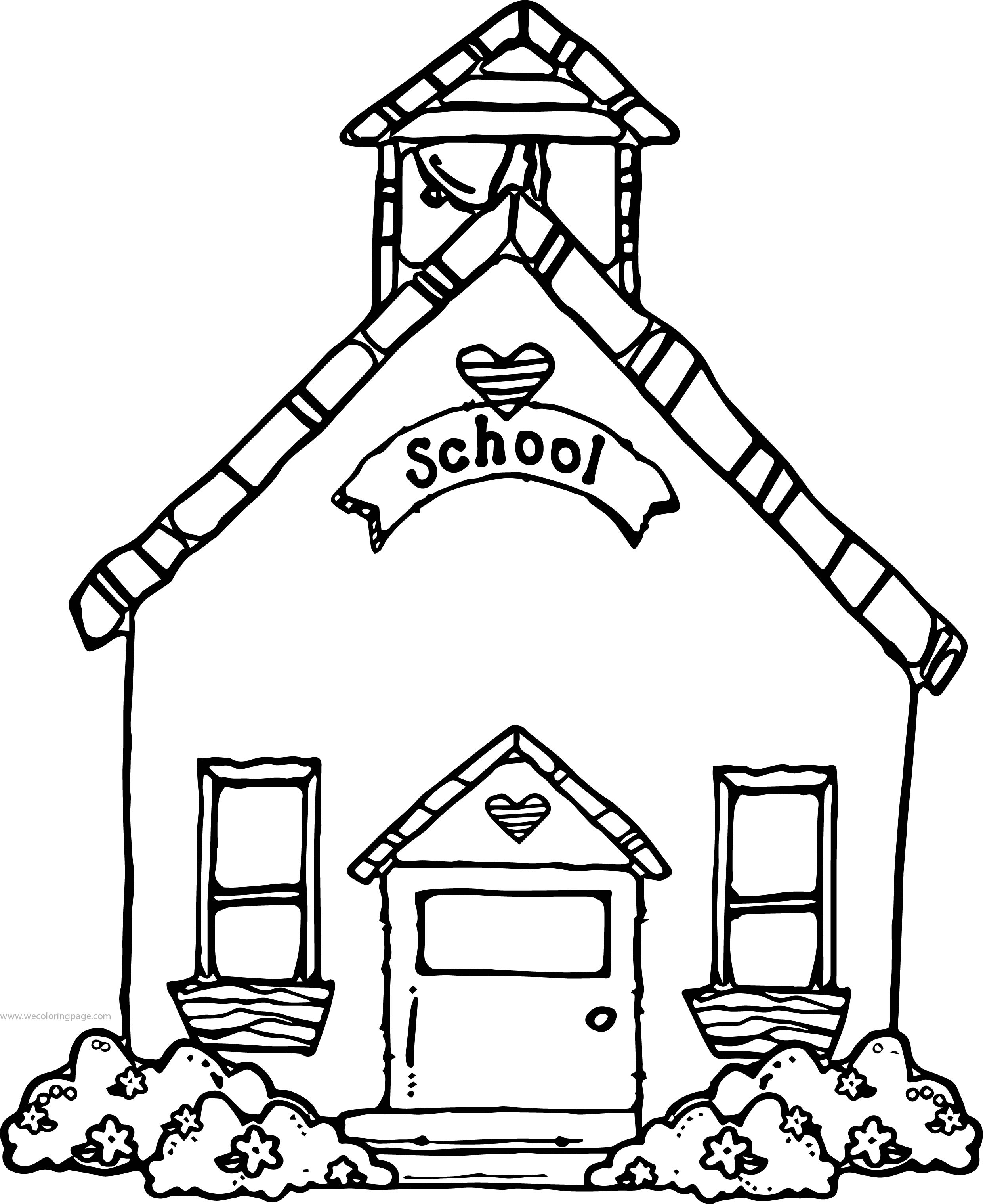 schoolhouse clipart coloring page