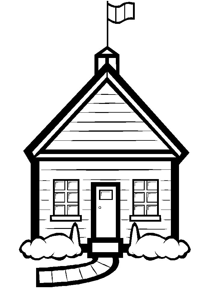 School house coloring pages. Schoolhouse clipart printable