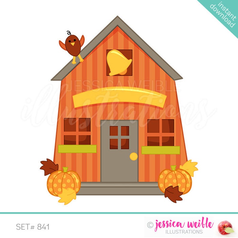 Schoolhouse clipart school philippine. Autumn house cute digital