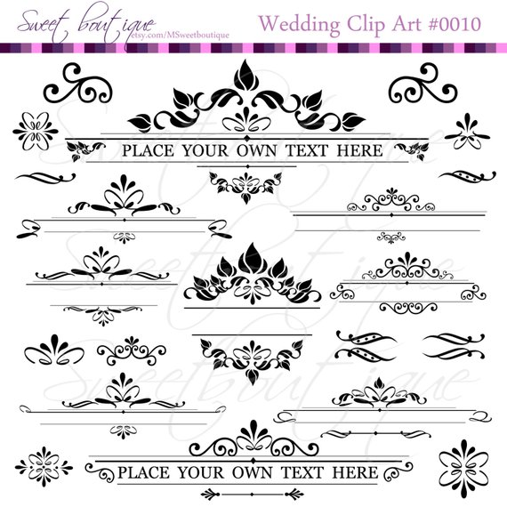 Text dividers digital ornate. Scrapbook clipart decoration