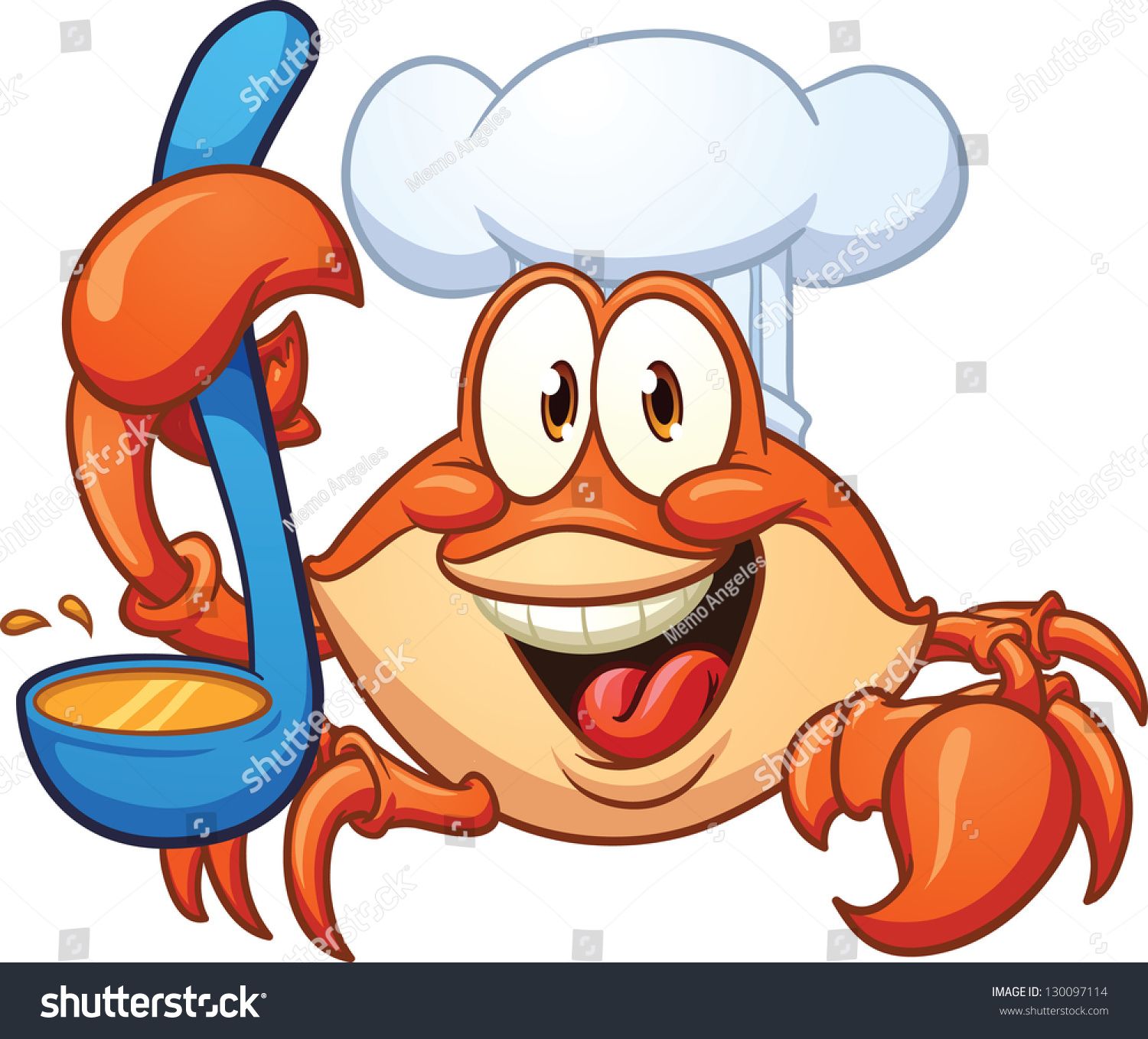 Cartoon crab vector clip. Seafood clipart seafood chef