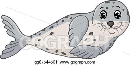 Seal clipart adorable cartoon. Vector art cute drawing