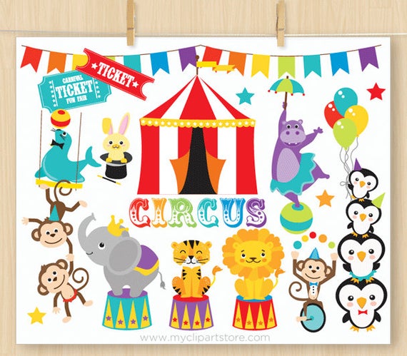 Circus animals big top. Seal clipart carnival