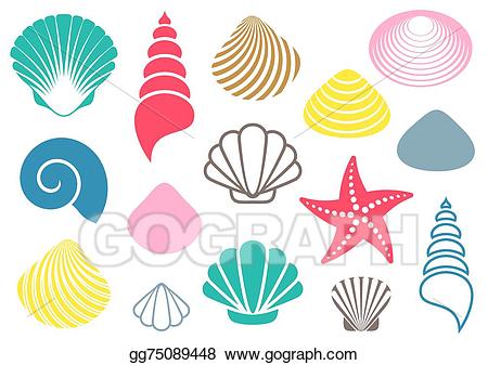 Vector stock sea shells. Seashells clipart 5 object