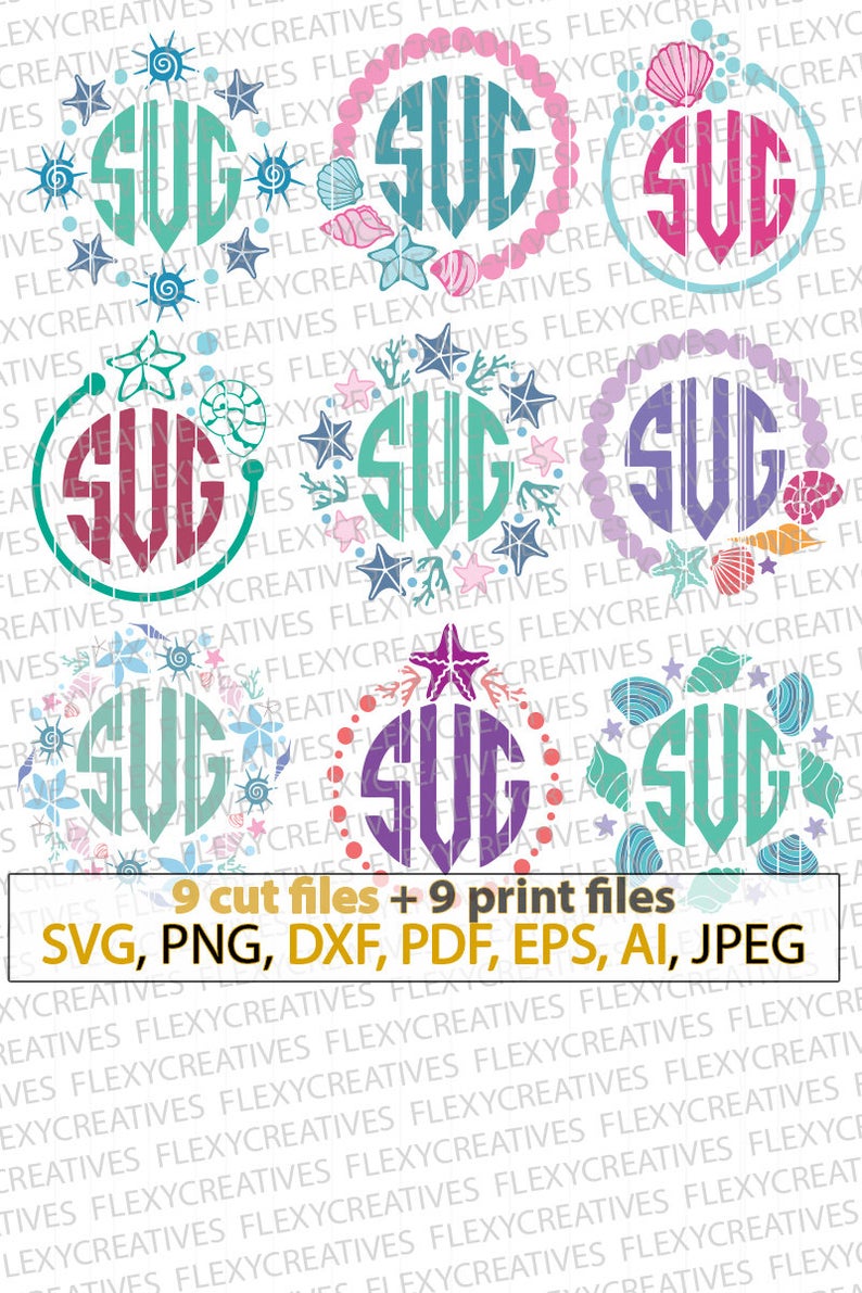 Seashell monogram svg shells. Seashells clipart 9 object