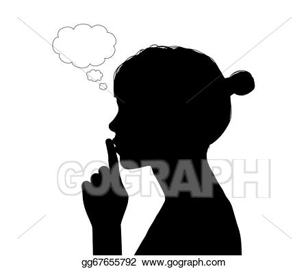 Drawing woman having a. Secret clipart silhouette