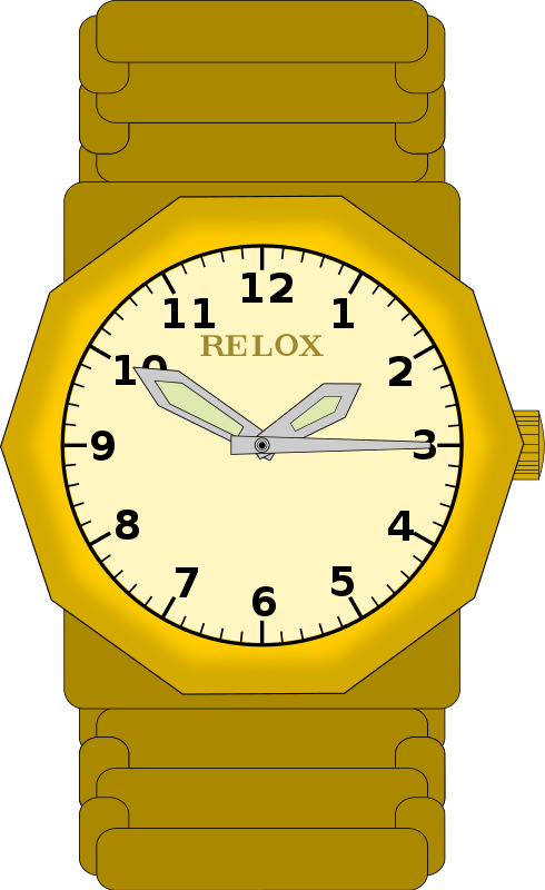 Gold wrist watch . See clipart golden