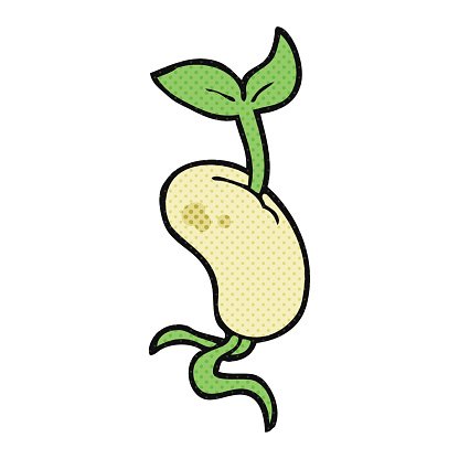 Seedling clipart cartoon. Sprouting seed premium clipartlogo