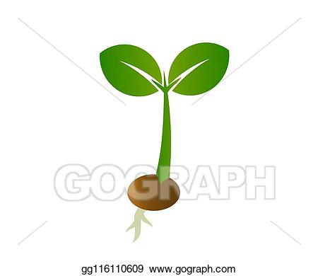 Vector little plant icon. Seedling clipart spring