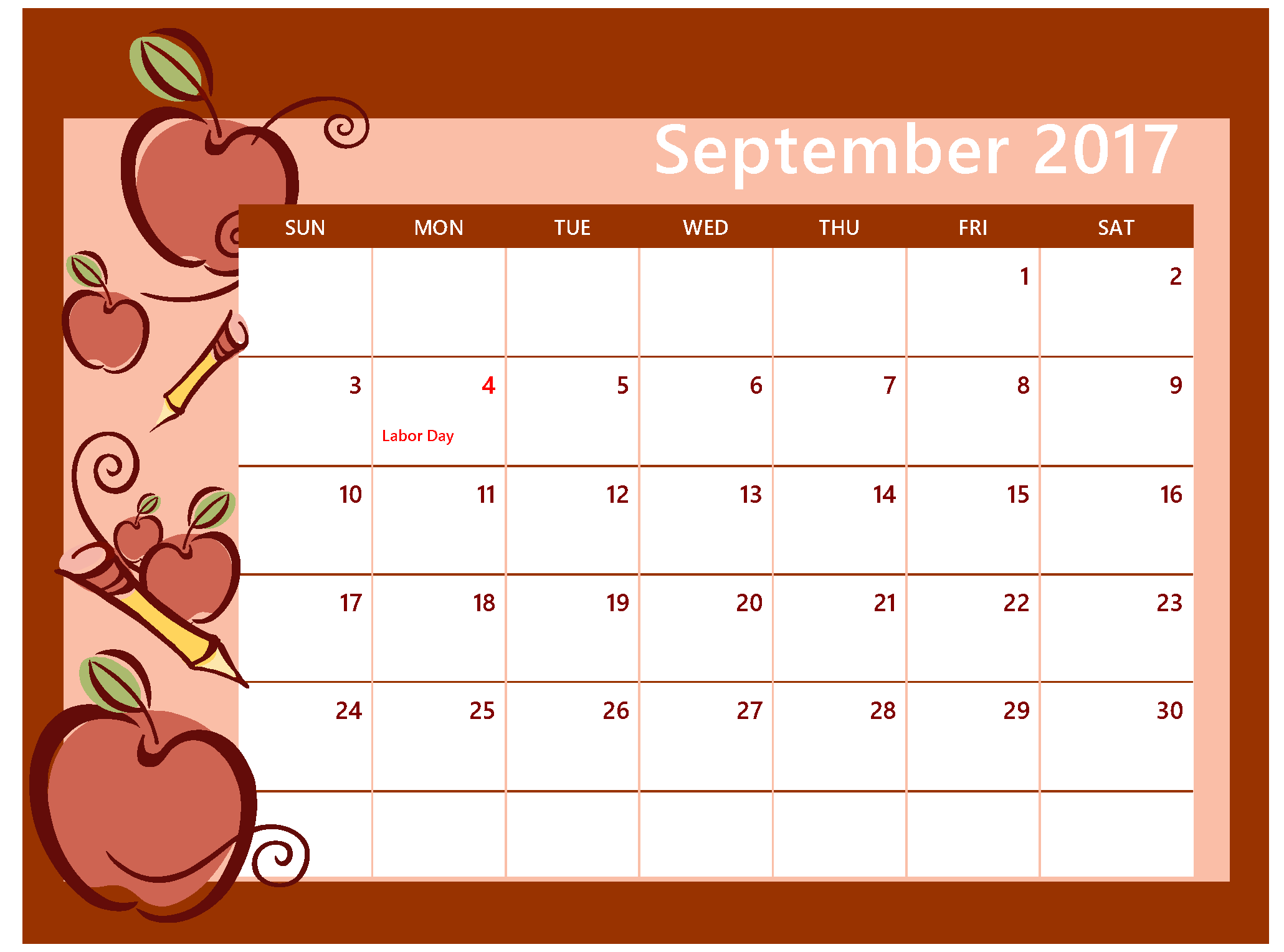 Calendar free download best. September clipart september 2017