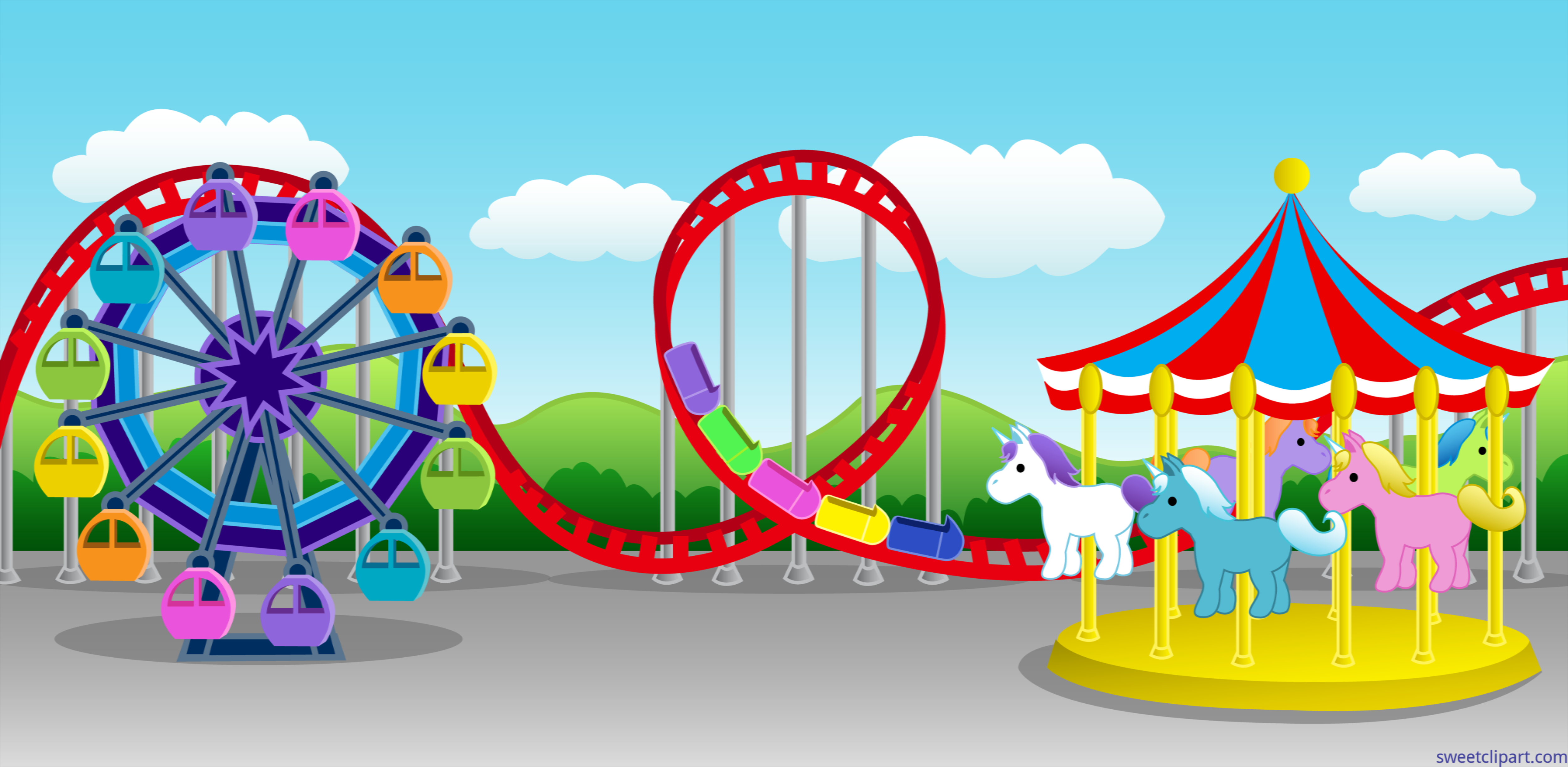Carnival clipart amusement park. Setting clip art sweet