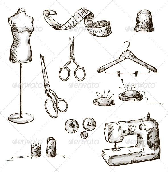 Download drawings . Sewing clipart drawing