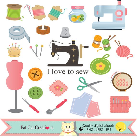 Sewing clipart handmade craft. Hobby illustration and clip