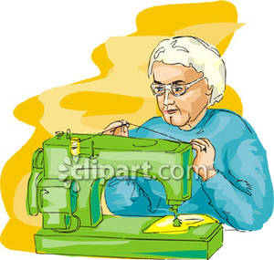 sewing clipart lady sewing
