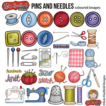 sewing clipart pins and needle
