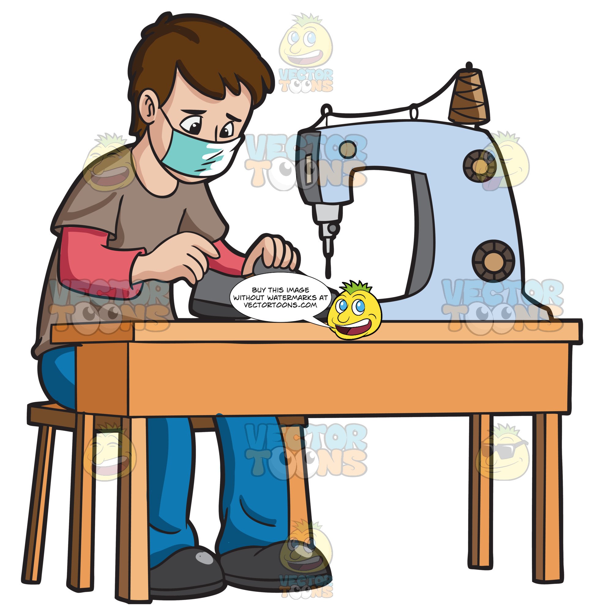 sewing clipart sad worker