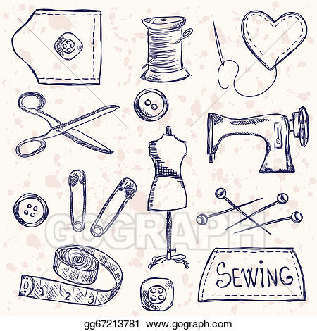 Sewing clipart sewing accessory. Vector art accessories eps