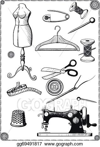 Vector art accessories drawing. Sewing clipart sewing accessory