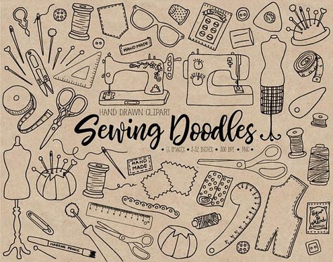 Hand drawn doodle dressmaking. Sewing clipart sewing bobbin