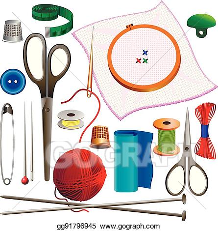 Vector art eps gg. Sewing clipart sewing kit