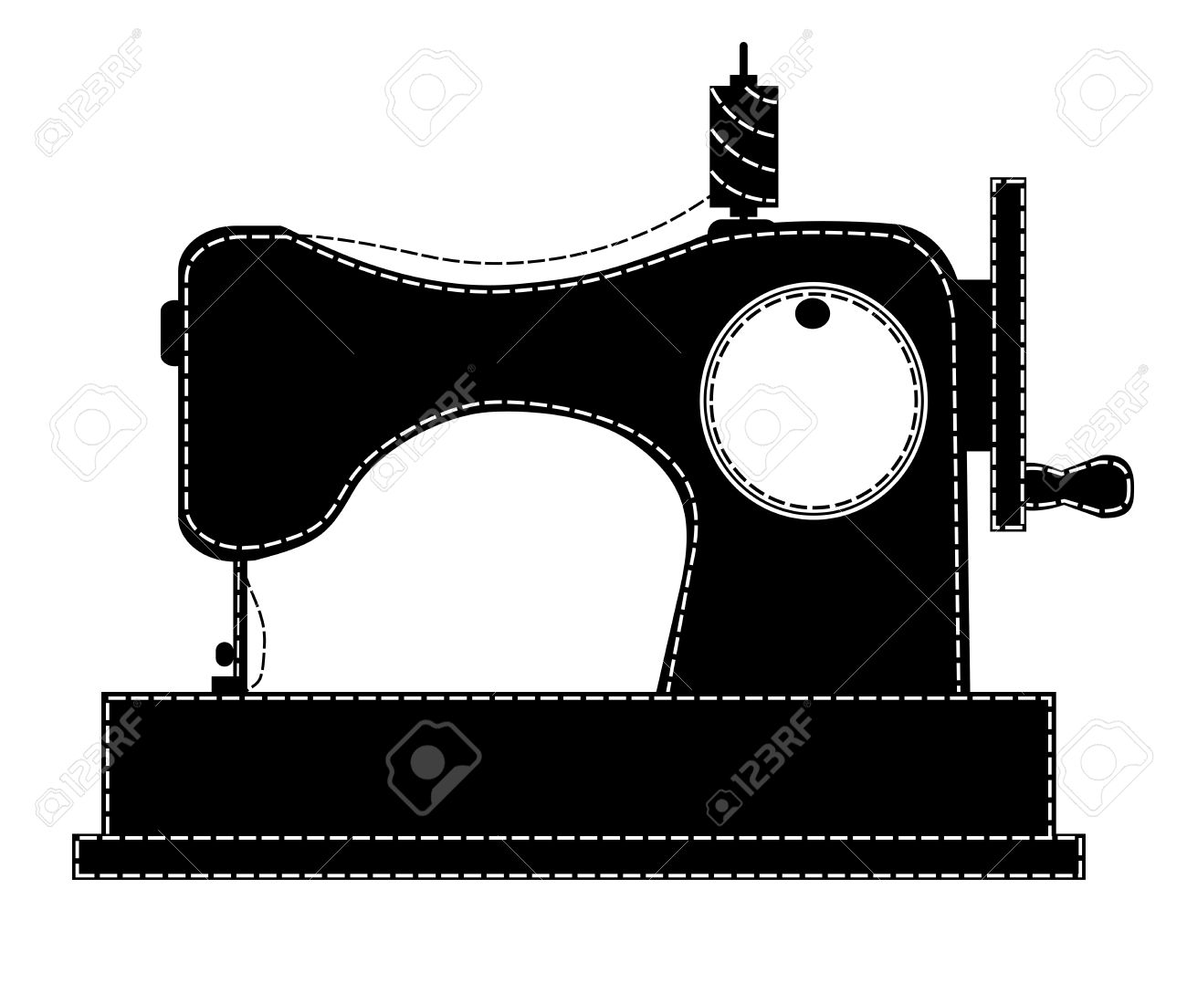 Sewing clipart vector. Black and white free