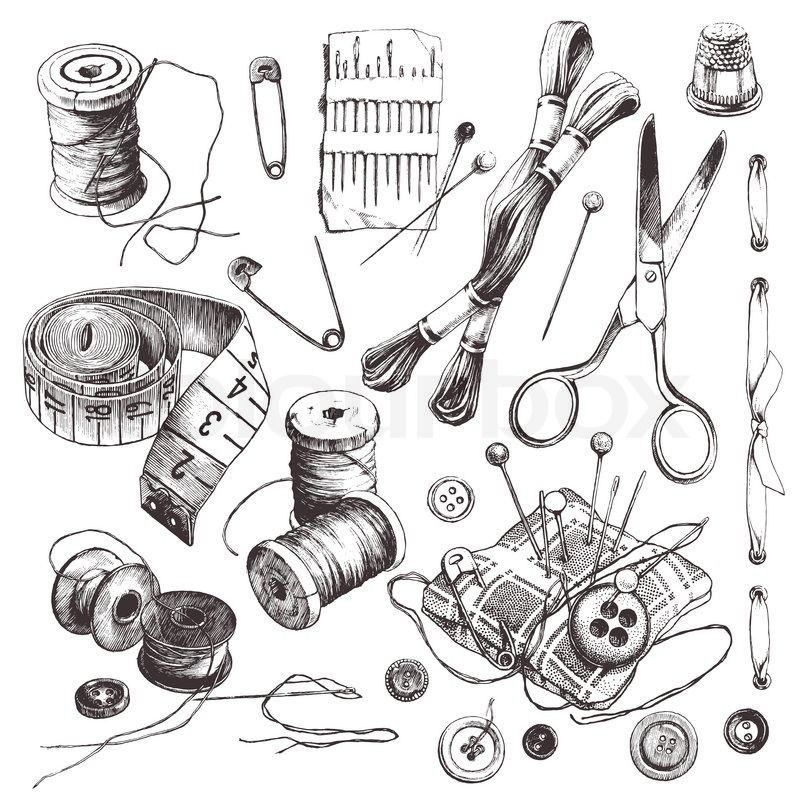 sewing clipart vintage